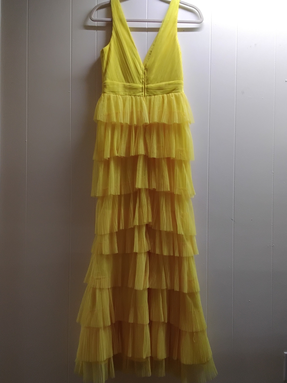 Fashion Nova Yellow Tiered V-Neck Ruffle Maxi Dress - Picture 4 of 8